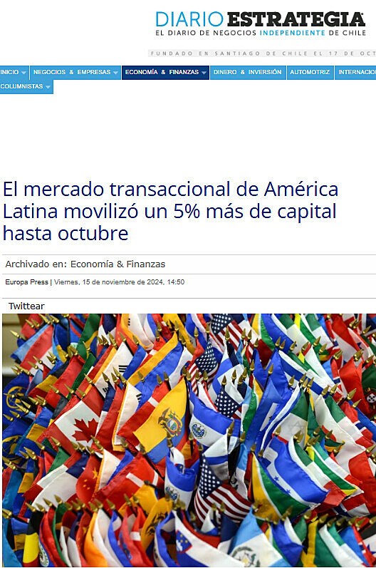 El mercado transaccional de Amrica Latina moviliz un 5% ms de capital hasta octubre